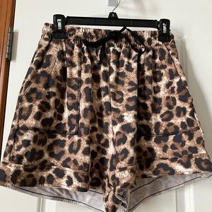 Soft Leopard Drawstring Shorts